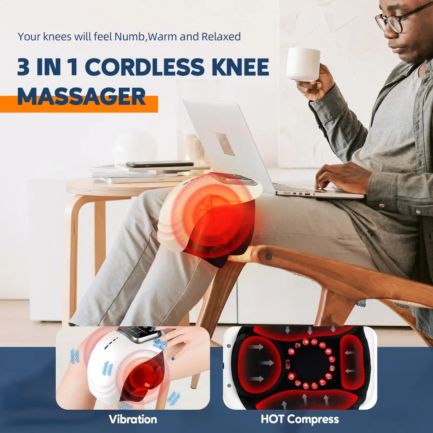 Smart Cordless Knee Massager Vibration Air