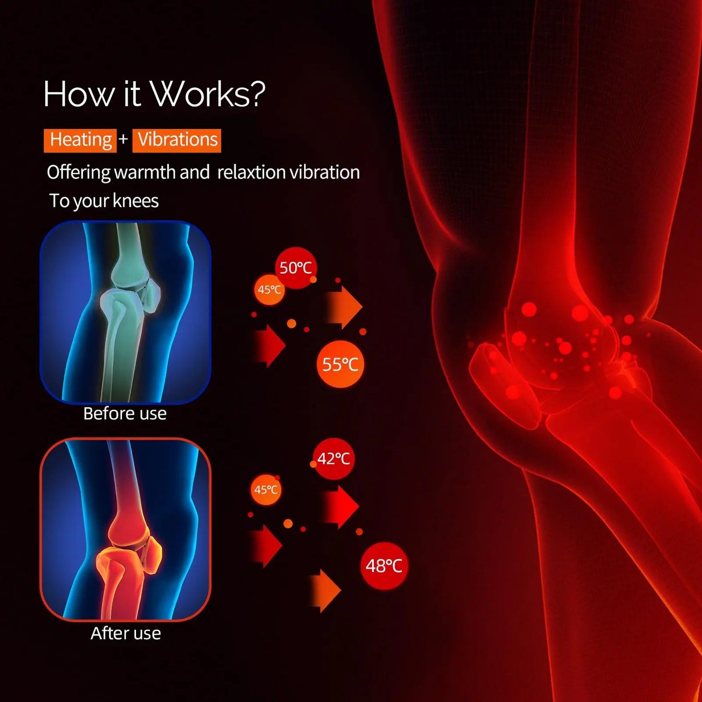 Smart Cordless Knee Massager Vibration Air